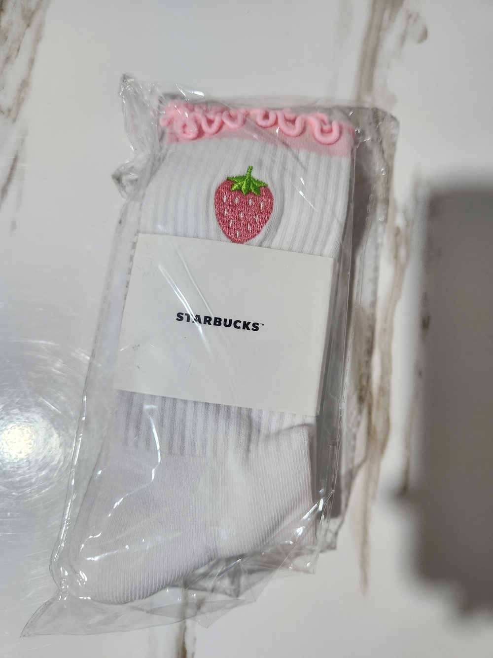 Starbucks Starbies Strawberry Ruffle Socks- Limited Edition - Picture 4 of 5